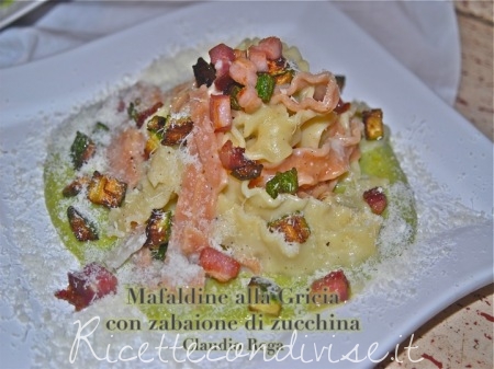 Ricetta mafaldine alla gricia con zabaione di zucchina di Claudio Rega