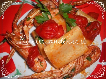 Paccheri con scampi e rucola di Sabrina Fortunato Paccheri con scampi e rucola di Sabrina Fortunato