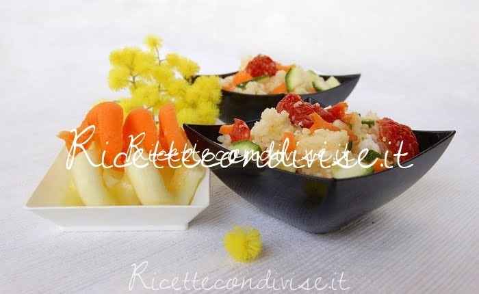 Particolare cous cous con feta carote zucchine e ciliegini semisecchi di Dany Ideericette