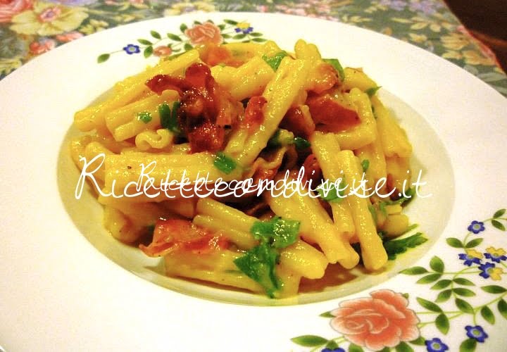 Casarecce alla crema di peperoni con pancetta croccante di Susì