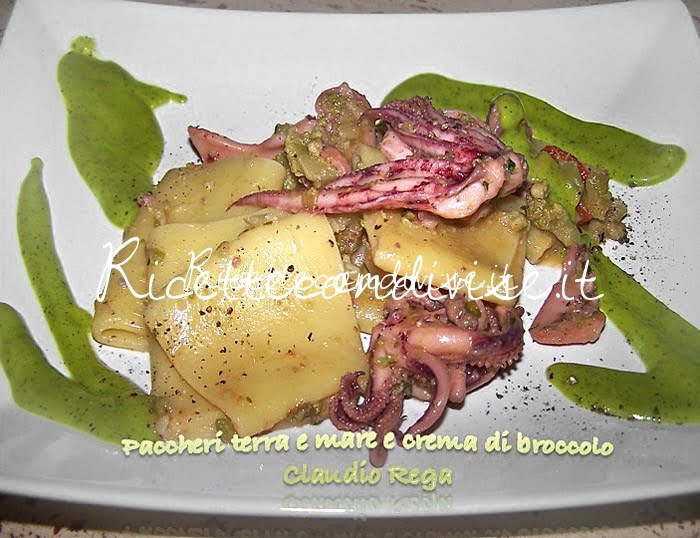 Paccheri terra e mare con crema di broccolo di Claudio Rega