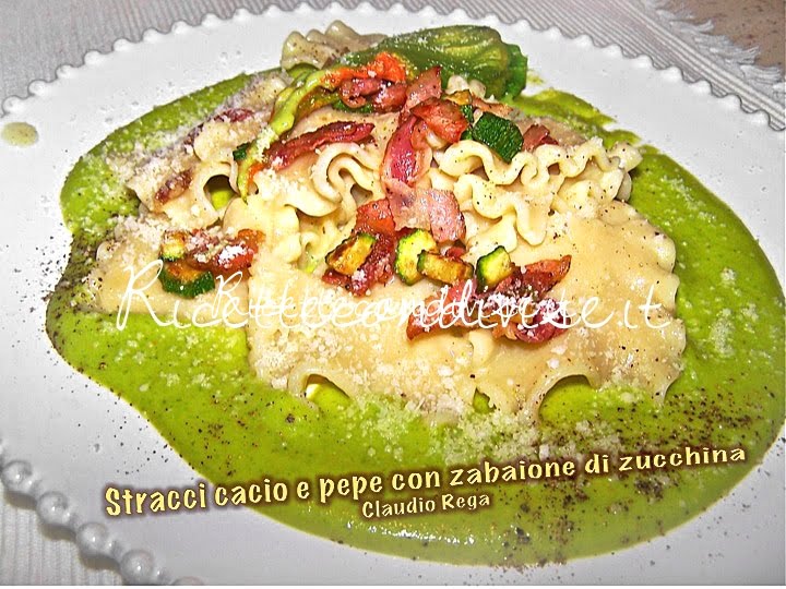 Stracci cacio e pepe con zabaione di zucchina di Claudio Rega