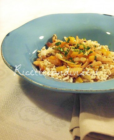 Insalata di cereali con seppie carciofi e peperone di Marco di Una cucina per Chiama