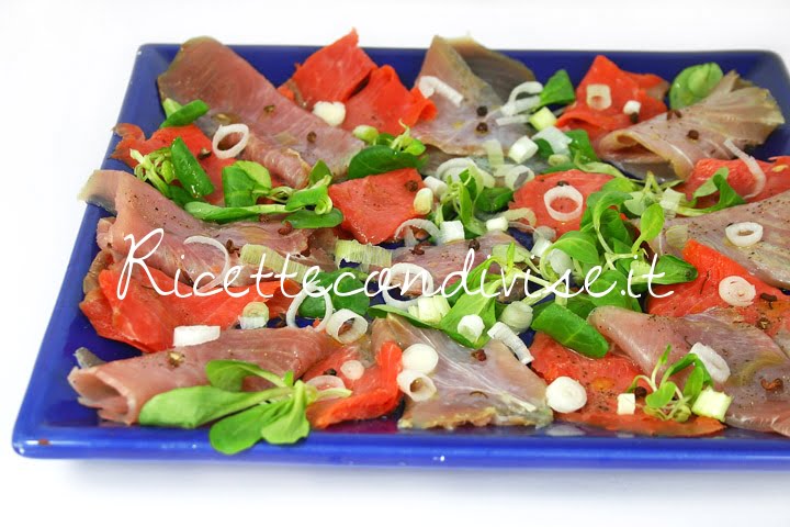 Particolare Antipasto di tonno e salmone affumicati e marinati di Dany Ideericette