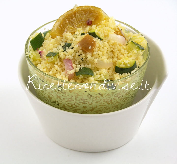 Particolare couscous con zucchine cipolla e lime confit di Manlio midori