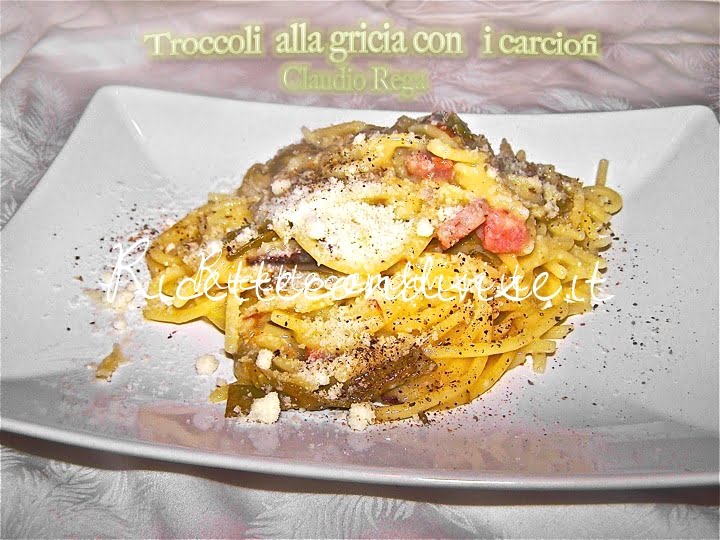 Troccoli alla Gricia con carciofi di Claudio Rega
