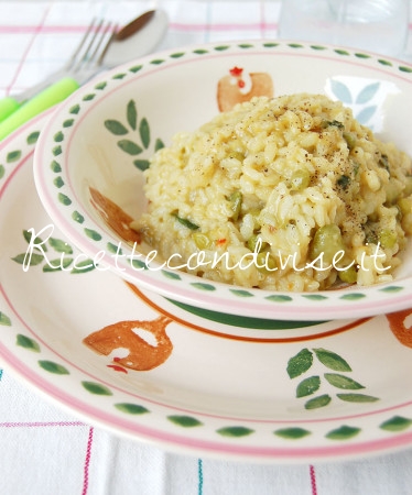 Risotto con piselli, zucchine e fior di zucca di Giovanna