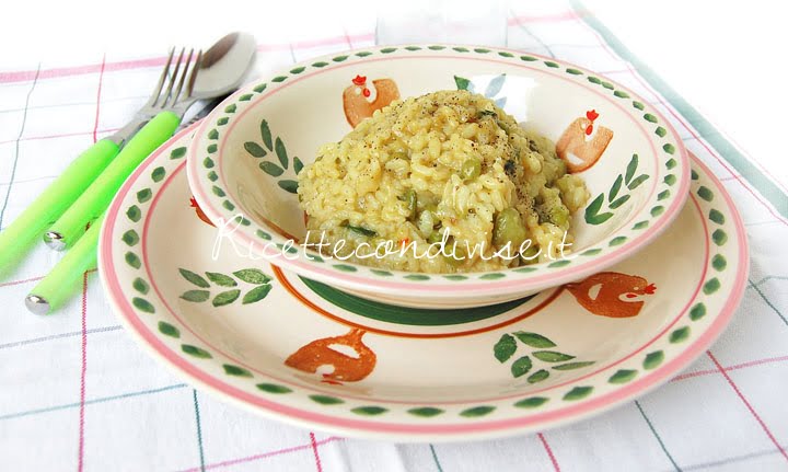 Ricetta risotto con piselli, zucchine e fior di zucca 1 Risotto con piselli, zucchine e fior di zucca di Giovanna