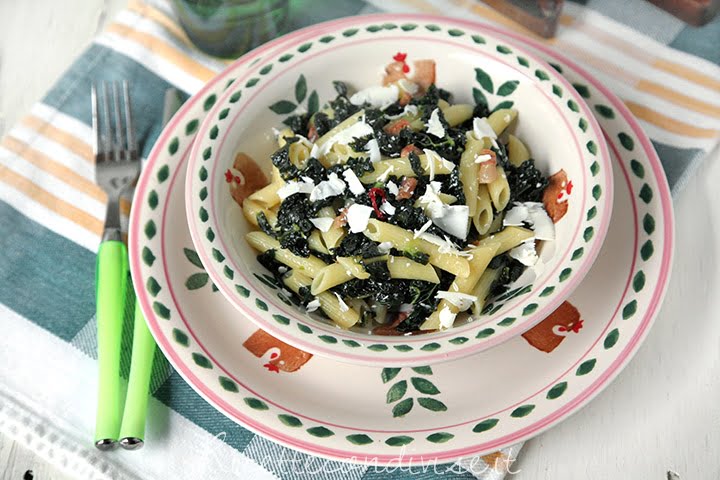 Penne con cavolo nero pancetta e ricotta salata di Dany Ideericette