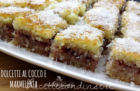 Ricetta quadrotti cocco e marmellata