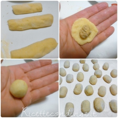 Collage preparazione gnocchi ripieni