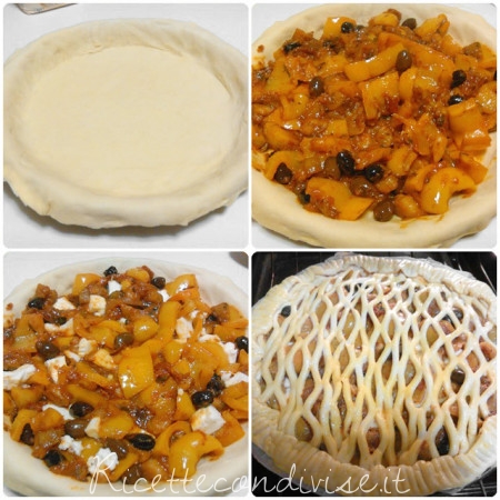 Collage preparazione torta salata di verdure