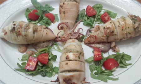 Calamari ripieni con gamberi e asparagi di Franco Graziano