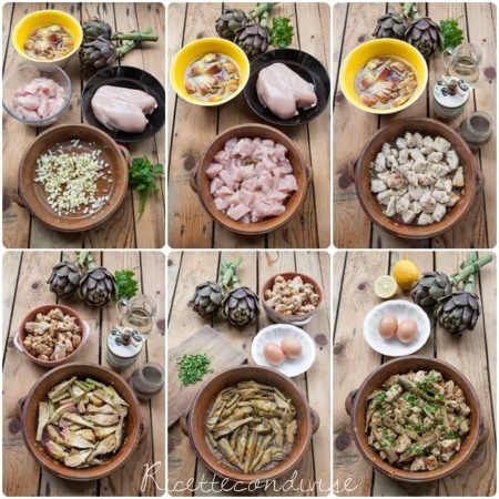 Preparazione passo passo fricassea di pollo e carciofi