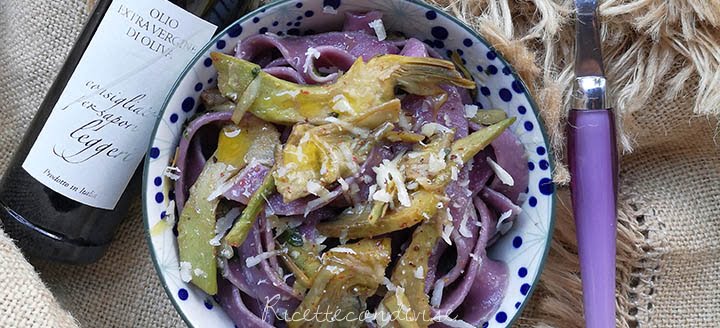Pappardelle viola con carciofi e olio Pruneti preview